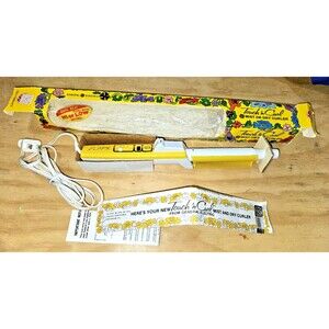 Vintage GE Touch N' Curl Steam Dry Curling Iron Yellow 5250-011 New Damaged Box